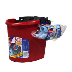Vileda - Secchio con strizzatore + Mop lavapavimenti con manico