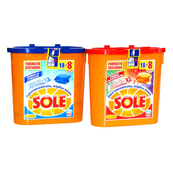 Sole detersivo lavatrice in capsule, proteggicolore