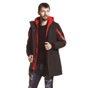Giacca lunga con zip e cappuccio