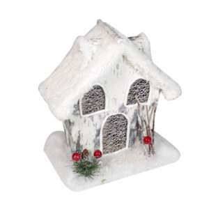 Decorazione natalizia casa con neve