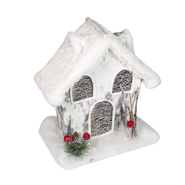 Decorazione natalizia casa con neve